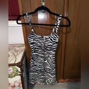 Divided black and white zebra print dress